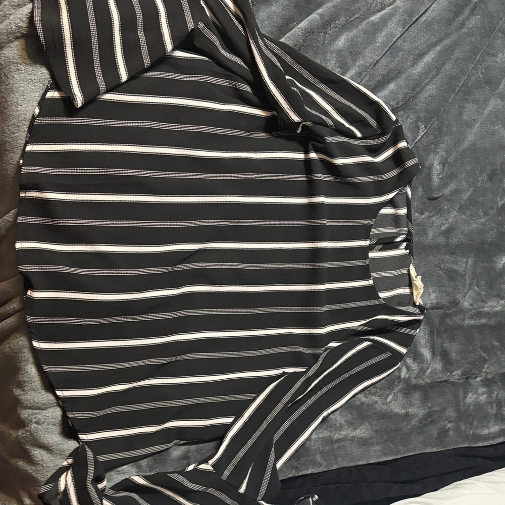 Sweet Wanderer Black and White Striped Blouse